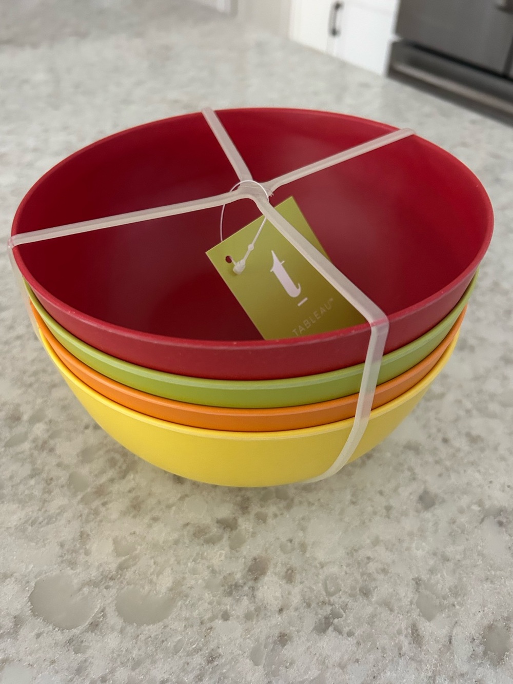 “New” TABLEAU Set if 4 Bamboo Colorful Bowls